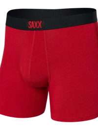 SAXX Vibe Boxer Briefs in Cherry Heather — front view