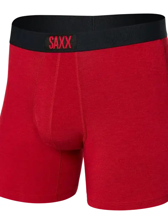 SAXX Vibe Boxer Briefs in Cherry Heather — front view