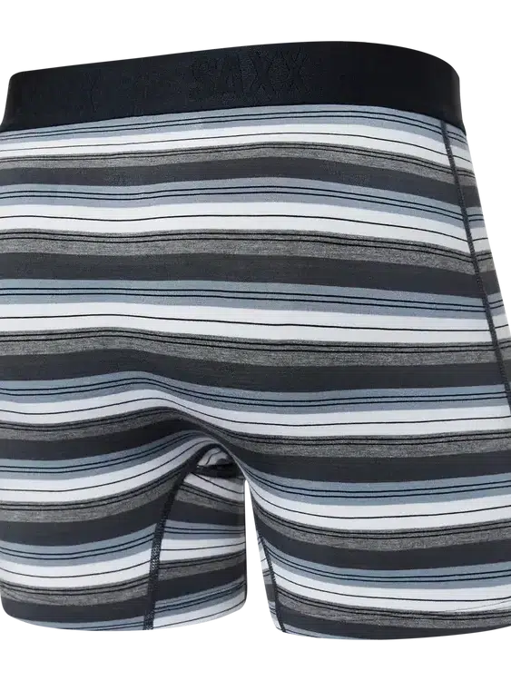 SAXX Vibe Boxer Briefs in Grey Freehand Stripe — back view