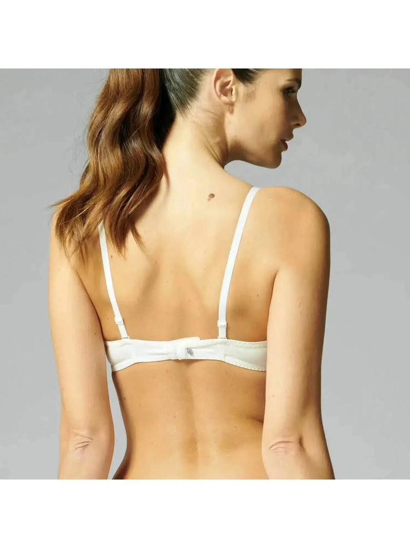 Back of Simone Perele Wish Triangle Contour Push-up Lace Bra 12B347 in ivory color