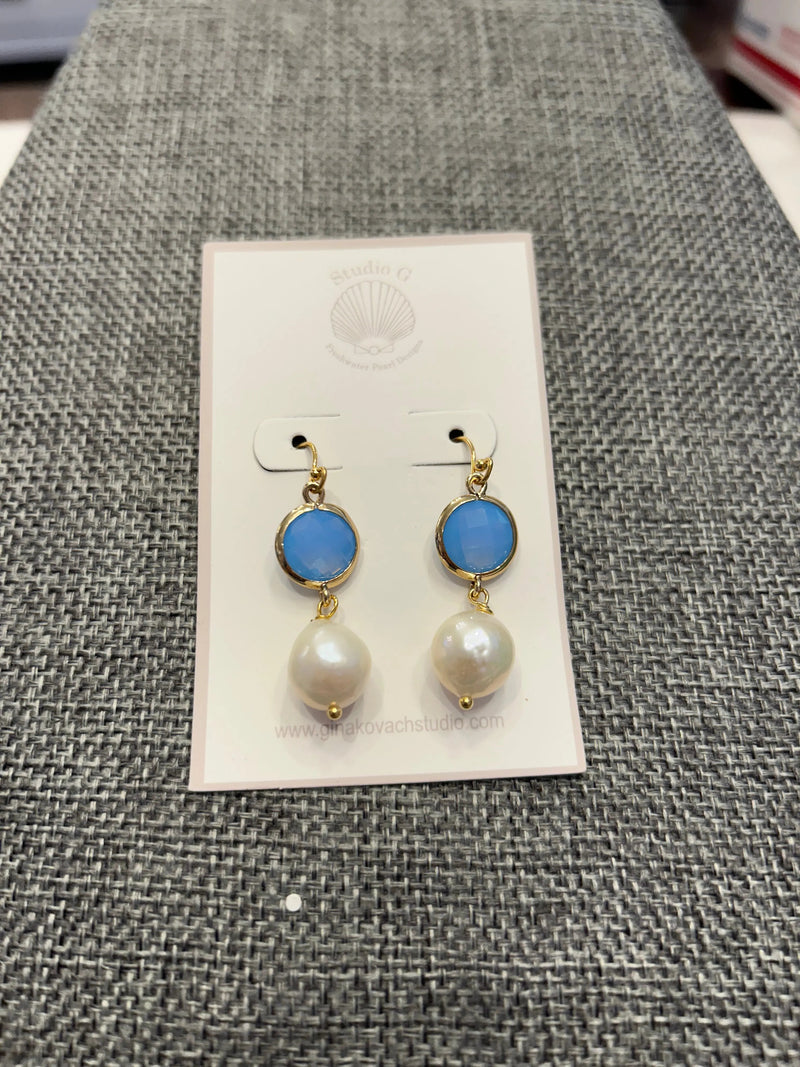 Studio G Dangle Pearl Earrings with Crystal