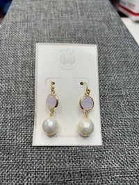 Studio G Dangle Pearl Earrings with Crystal