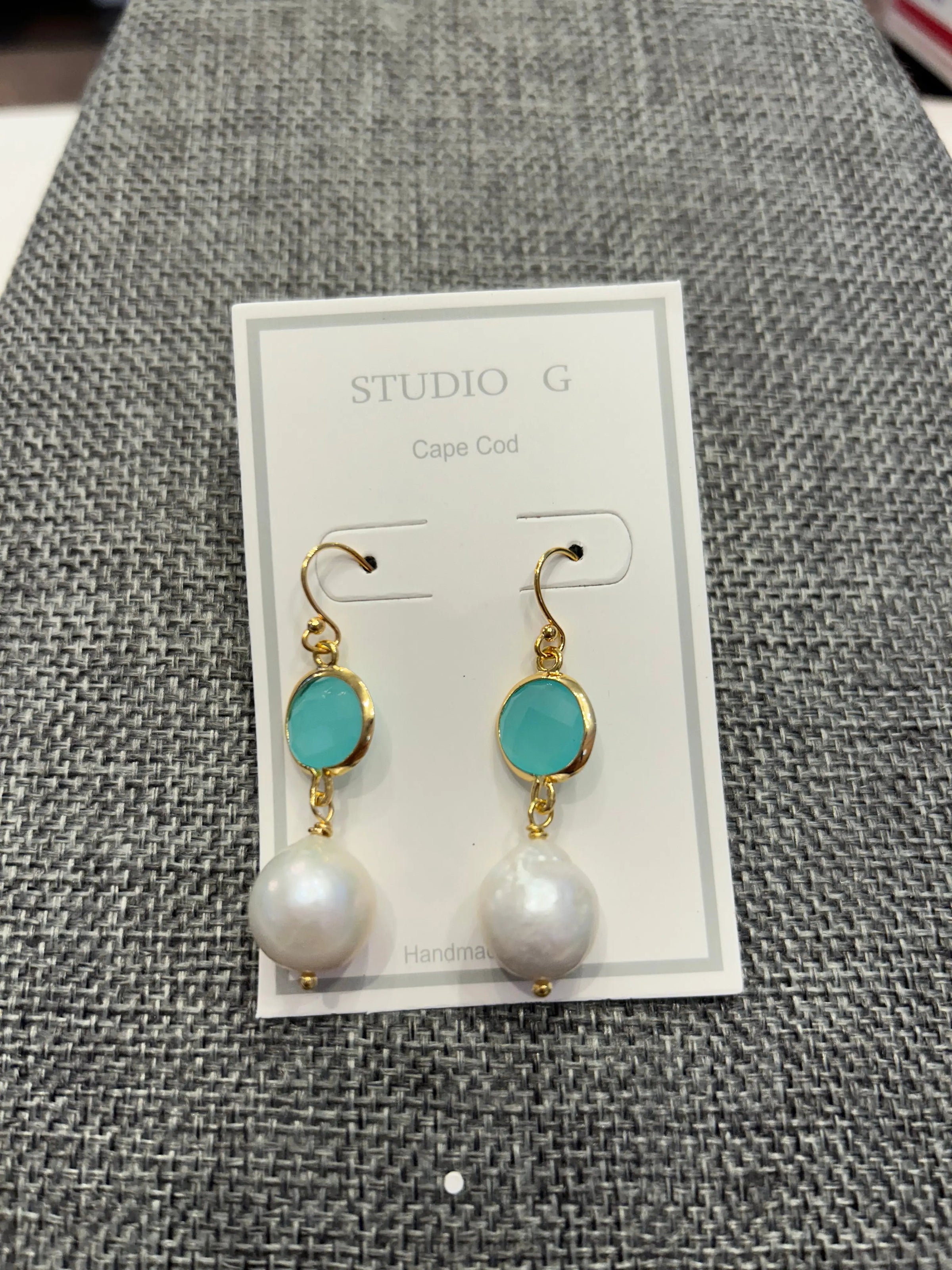 Studio G Dangle Pearl Earrings with Crystal