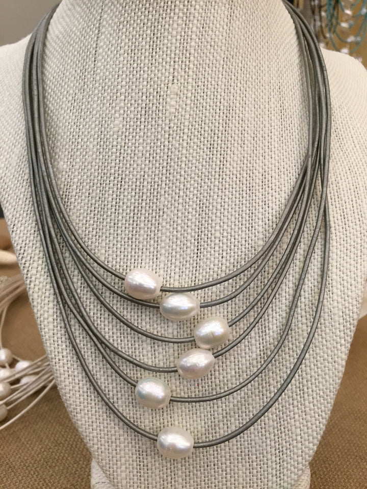 Studio G Leather Pearl Necklace