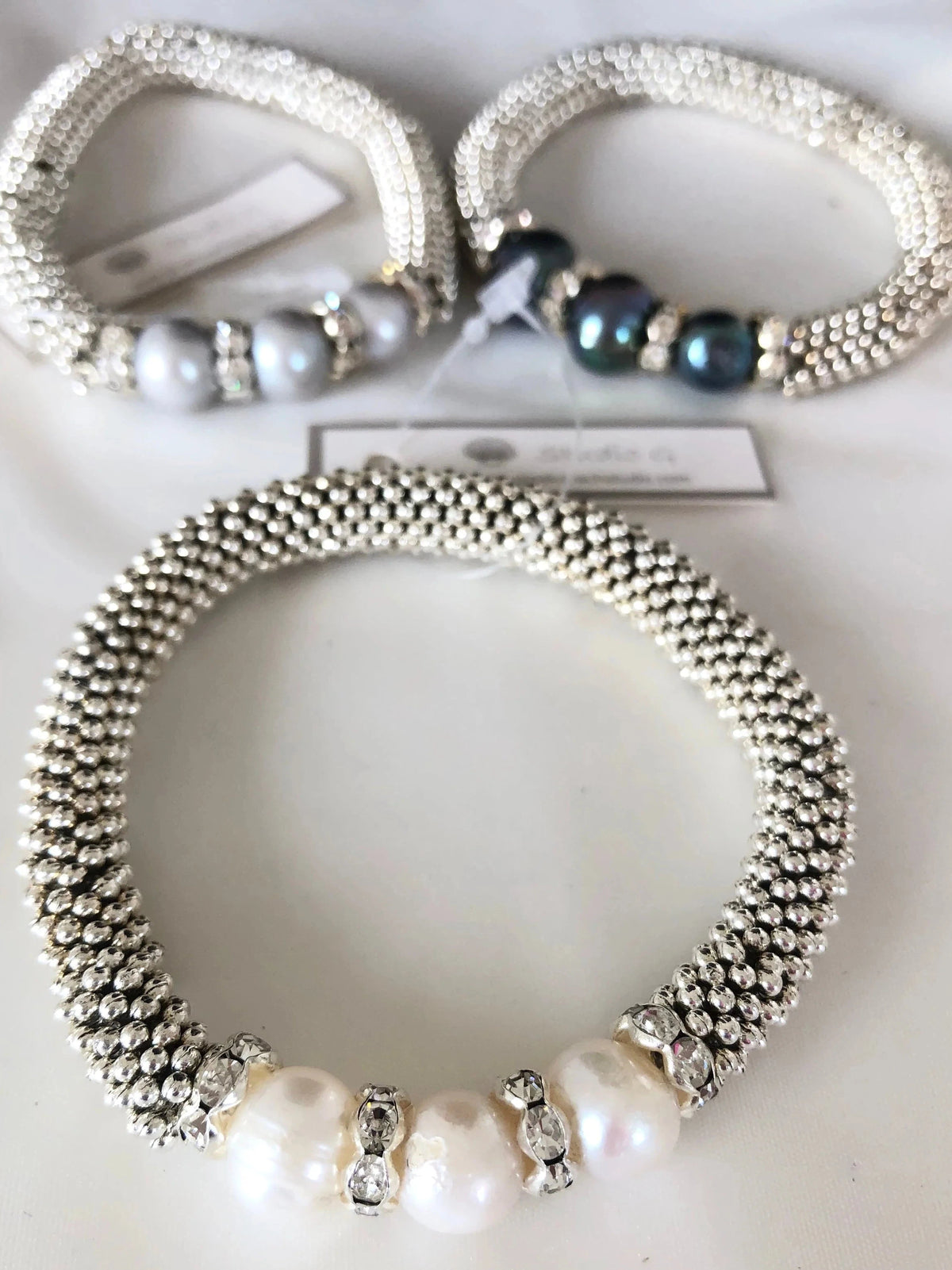 Studio G Silver Stretch Bracelet with 3 Pearls