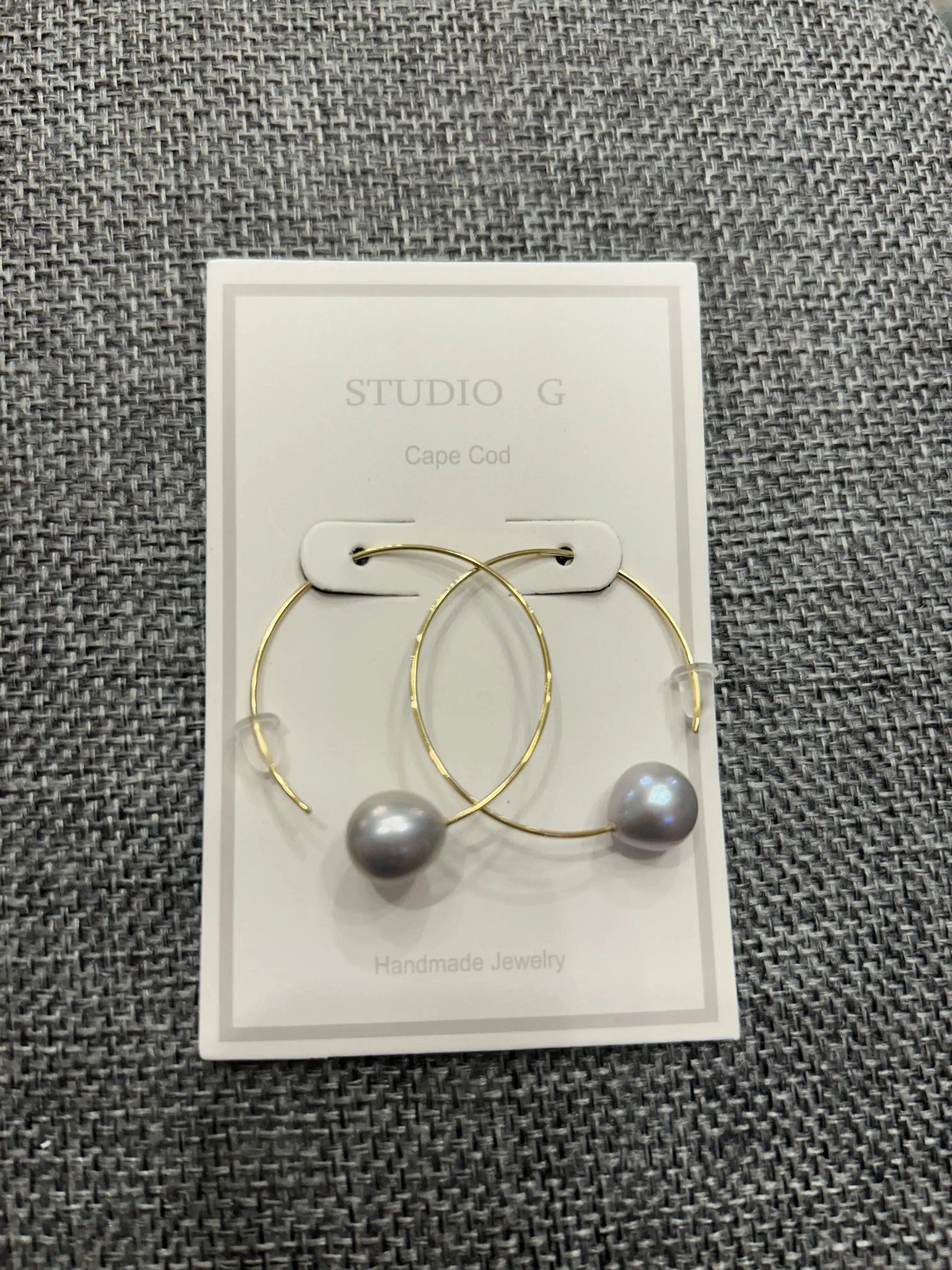 Studio G-Single Pearl C Hoop Earring