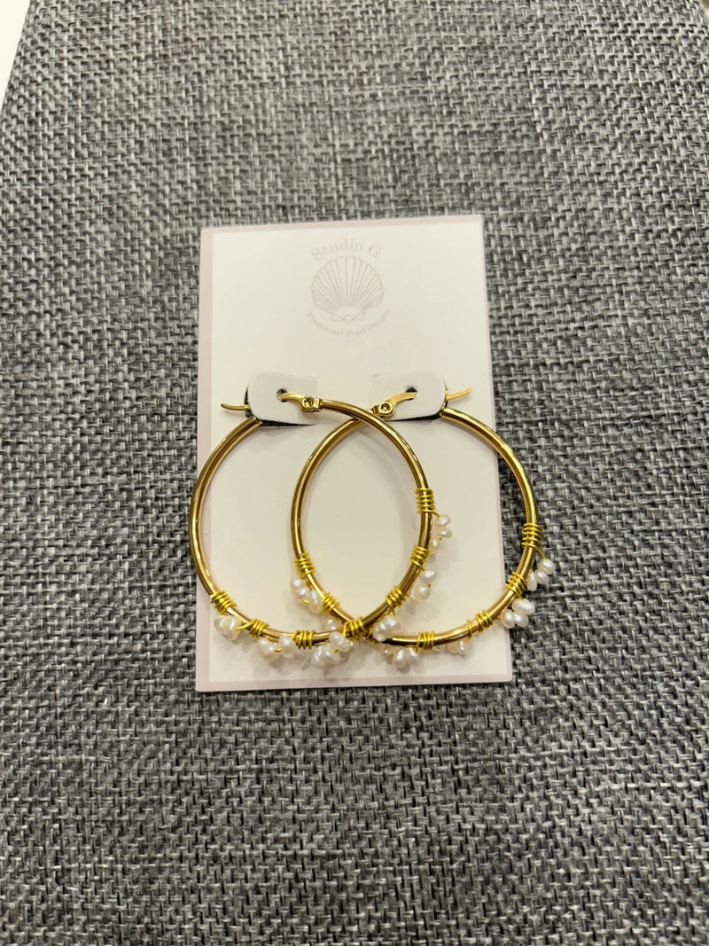 Studio G Small Pearl Cluster Hoop Earring