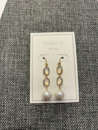 LaBella Intimates & Boutique Square Beaded Dangle Pearl Earrings