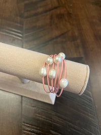 Leather Pearl Bracelet