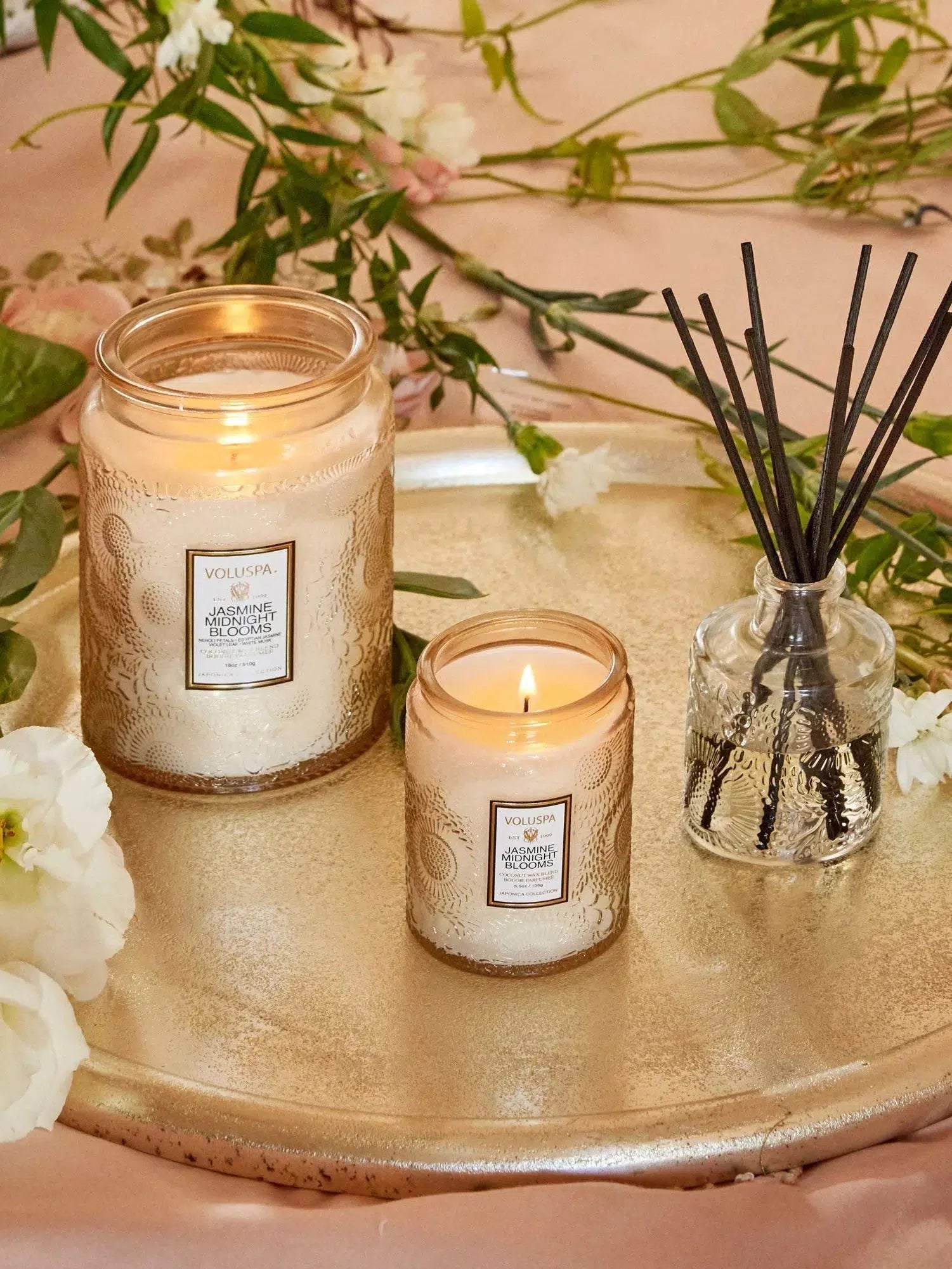 Voluspa Jasmine Midnight Blooms Reed Diffuser