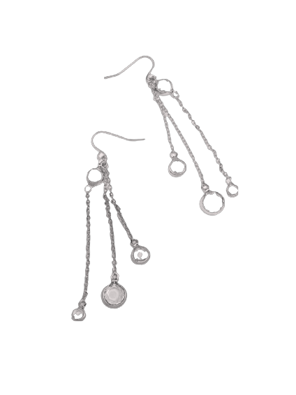 Delicate Drop Embellishment Earrings encrusted with crystals. Silver