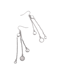 Delicate Drop Embellishment Earrings encrusted with crystals. Silver