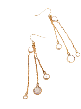 Delicate Drop Embellishment Earrings encrusted with crystals. Gold