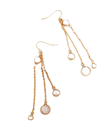 Delicate Drop Embellishment Earrings encrusted with crystals. Gold