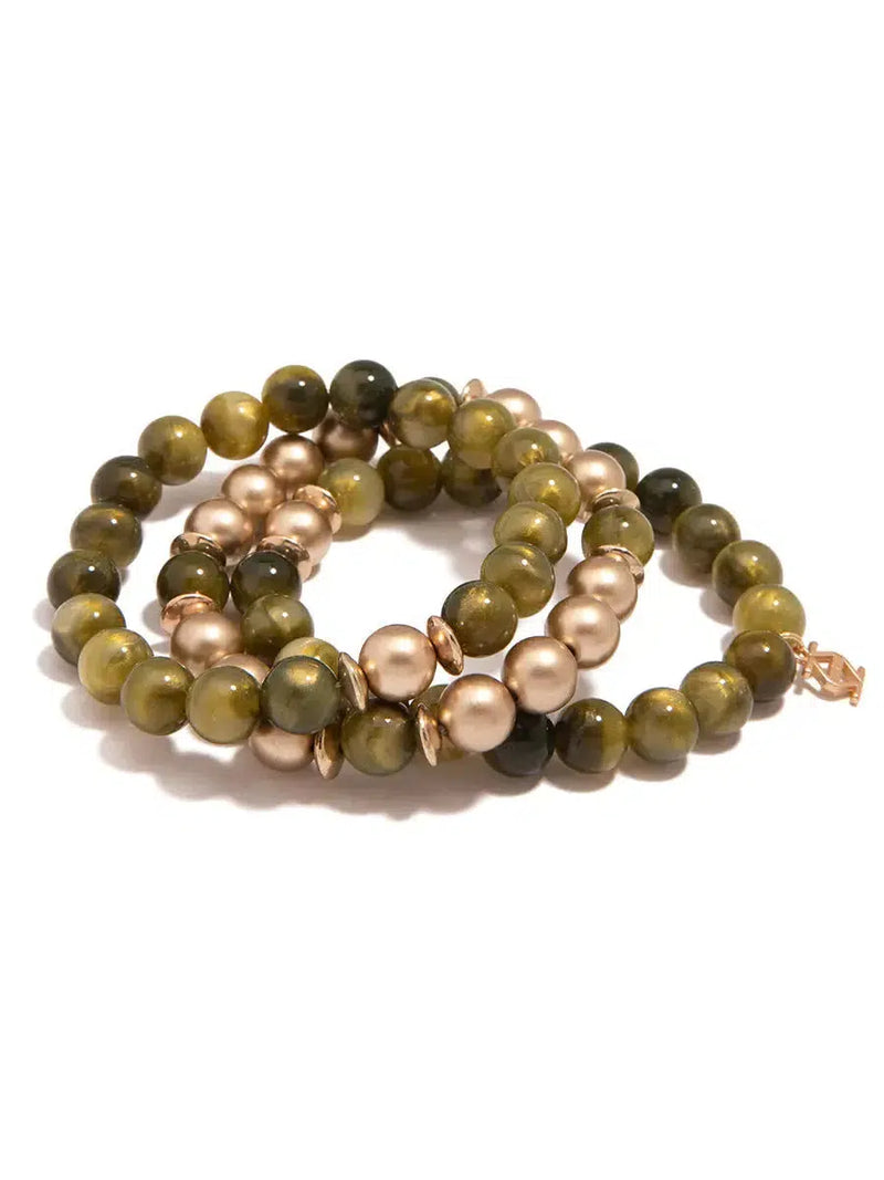 Zenzii Olive Iris Beaded Bracelet Set