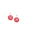 Coral raffia pinwheel earrings