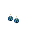 Navy raffia pinwheel earrings