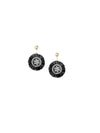Black raffia pinwheel earrings