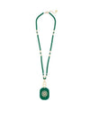Resin Beaded Pendant Long Necklace. Emerald