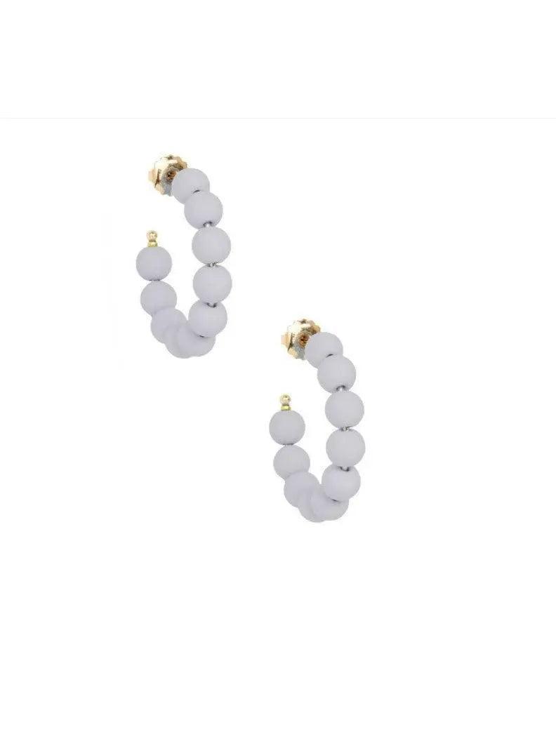 Small Matte Beaded Resin C-Shape Hoop Earring Jewelry